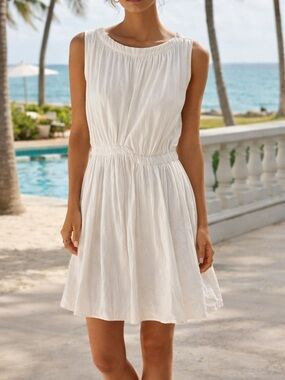 Thakoon White Summer Party Sundress  Sleeveless Fit Flare Cotton Size 2